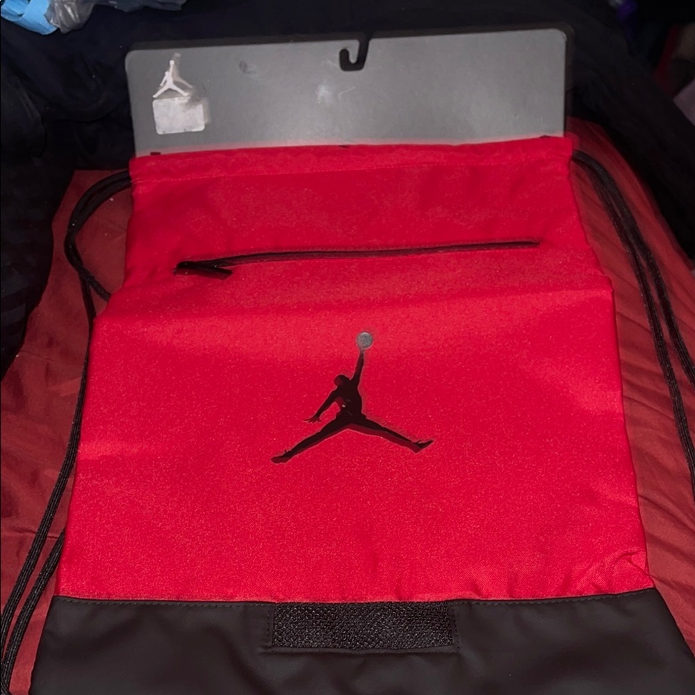 Jordan Red and Black Drawstring Bag